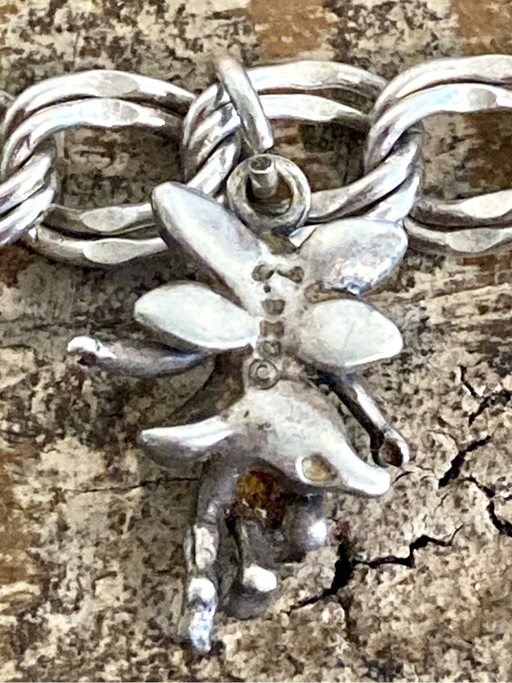 Silver Charm Bracelet with Bell, Fairy, Horse Charms 7” to 7.5” Long - Picture 13 of 16